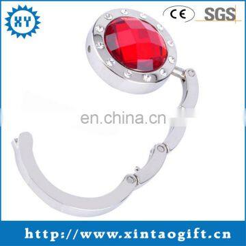 Low price promotion Folding table bag hook Inlaid red gem