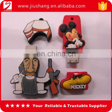 New design cheap cartoon character pvc 32gb flash usb with embossed logo