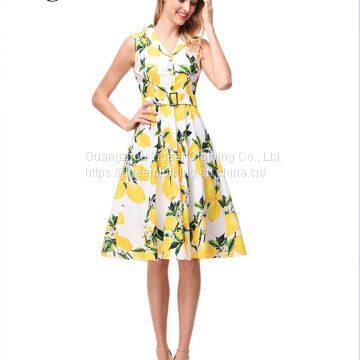 Vintage Sleeveless Printed Floral A-line Midi Dress photo-2