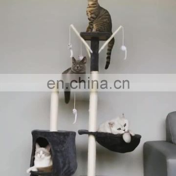 Grey color practical cat tree house cat climbing/scratching/resting/jumping condo