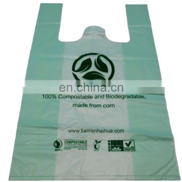 hotsale environmentally friendly China 100 biodegradable bolsa compostable cornstarch plastic T-shirt bags with logos