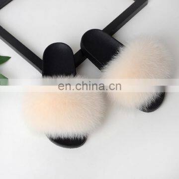 2020 Summer New Design Mules Pantuflas Fluffy Bohemian Colorful Dames Design Fashion Eva Foam Rainbow Fox Fur Slide Slippers photo-6