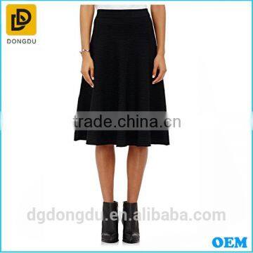 OEM Design Lady Sexy Black Skirt High Waist Flared Skirt 2016