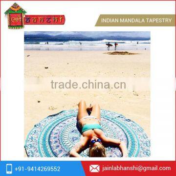 Traditional Indian Mandala Round Roundie Beach Throw Tapestry Cotton Tablecloth Beach Towel Round Yoga Mat