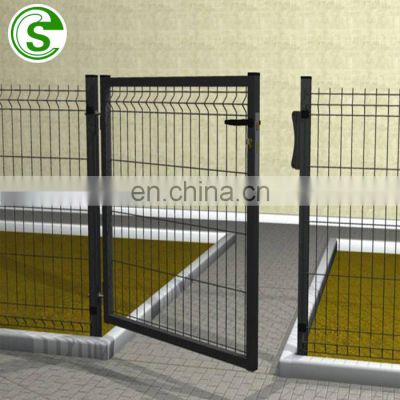 PVC coated 3D  fence gate designs, garden bend wire mesh fence,triangle fence with peach square round post factory