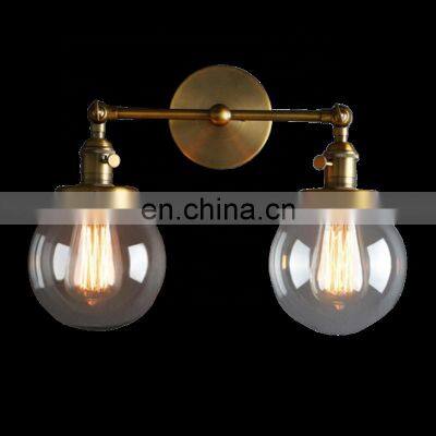 Modern Bedroom Wall Lights Stair Wall Lamp Sconce Globe Glass Double Ball Heads Vintage Indoor Lighting