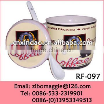 Belly Shape Promotional Kids Daily Used Porcelain Soup Mug Spoon in Handle