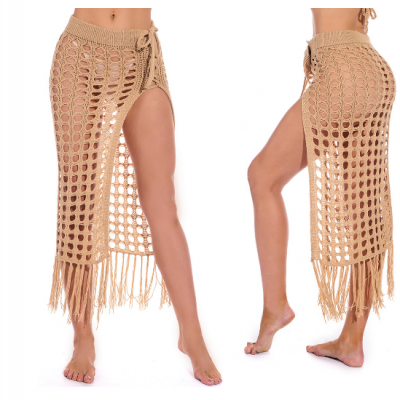 Hand-woven beach hollow tassel split swimsuit suit