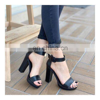 Beautiful color design women latest fancy high block heels platform ankle strap sandals shoes