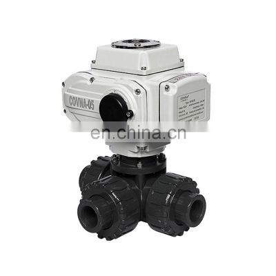 Electric Actuator 3 Way Plastic Motorized Electric PVC Ball Valve 12V 24V 220V  pvc motorized ball valve 3 way motorized valve