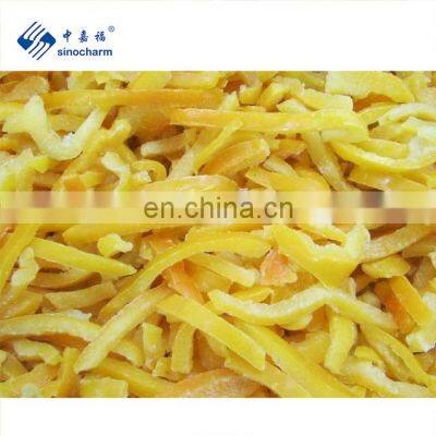 Sinocharm BRC-A approved IQF yellow bell pepper strips  Frozen bell pepper