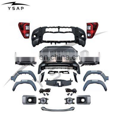 Use for 2021 hilux upgrade body kit new hilux rocco front bumper headlight high quality 2015-2020 hilux facelift to 2021 kit