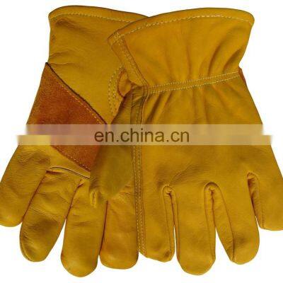 Cow Split Leather Back Grain Goatskin Palm Leather Driver Gloves photo-5