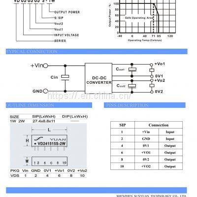 1W, 2W 4-24VDC Fixed Input, Regulated Single Separate Output DC DC Converter IC photo-4