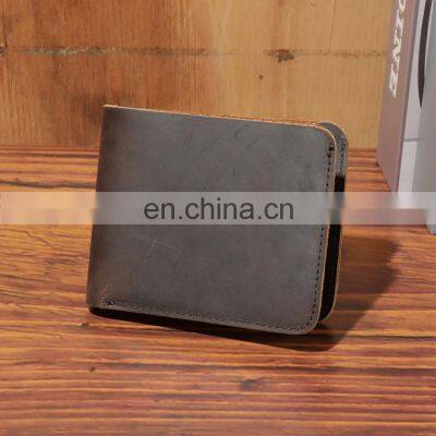 Cow crazy horse Leather Wallet for men slim smart wholesale retail customised custom logo vintage full grain