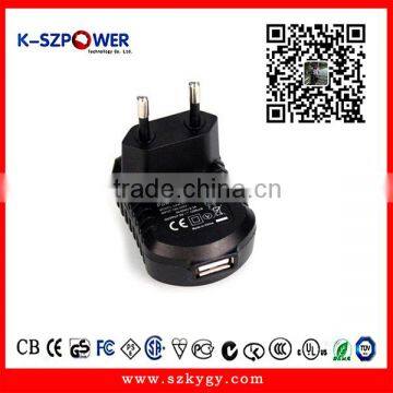 2015 F-series 6W K-061000 Europe pins ac plug switching ac dc YGY power usb adapter 6volt 1amp with CE ROHS