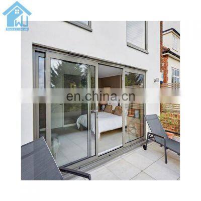 Aluminum sliding door with double glazing and anti-theft grid