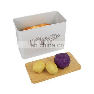 Large Stainless Steel Bread Box With Bamboo Cutting Board Lid For Kitchen Counter photo-5