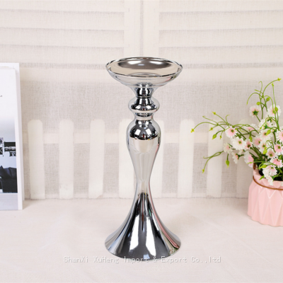 Luxury Silver Metal Flower Vase Set Candles Holder for Table Wedding Dinning and Party photo-5