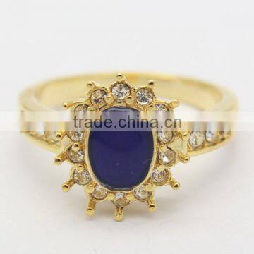 2014 latest design gold ring with blue diamond