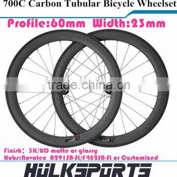 Road bicycle wheel 700c 60mm profile 23mm width carbon road bike tubular wheel carbon tubular wheel wheelset