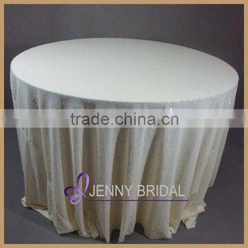 SQN#47 High Quality Wedding Party Cream Beige Sequin Restaurant Table Cloth photo-2