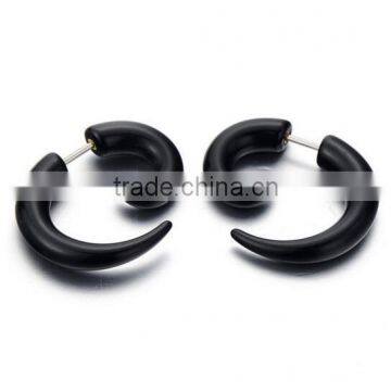 Mens Black Horn Claw Stud Earrings Cheater Fake Ear Plugs Gauges Illusion Tunnel