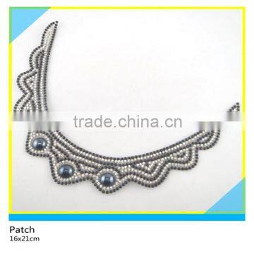Hotfix Glass Rhinestone Decals Blue Beads Mix Glass Stone Patch 18x29cm