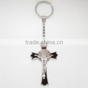 religious enamel St Benedict Crucifix cross metal keychain