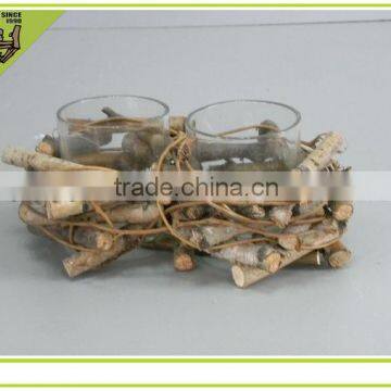 natural material birch bark glass candle holder