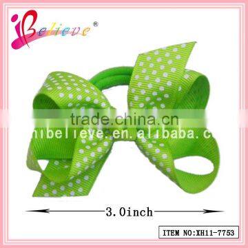 Hot sale in Brazil hair accessories dot ribbon bow hair pony holder for children (XH11-7753)