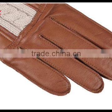 2016 Hot Selling Womens Genuine Leather Gloves With Creamy-white Knitted Wrist photo-2