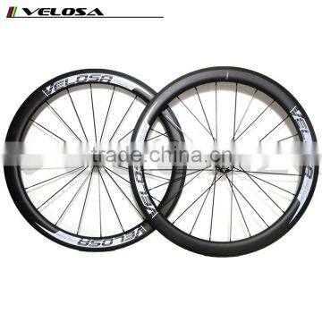 700C Wheels 50mm with Bitex R51 Straight Pull Wheelset 25mm Width Velosa logo Carbon Fiber Clincher wheel