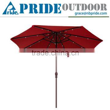 Multifunction Patio 9 ft Round Aluminum Solar Powered 24 Garden Outdoor Light Led Umbrella