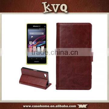 Luxury Leather Flip Case for Sony Xperia Z5 Compact with Various Colors