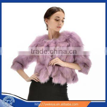 Selling Short style Purple Women Winter charming Clothing Genuine Fox Foot Fur Coat