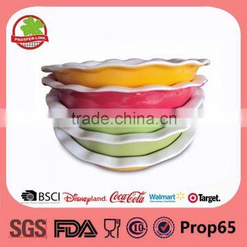 colorful ceramic baking dishes, pans