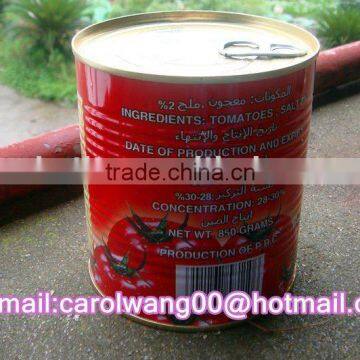 Top quality tomato paste 400gms,tinplate tomato paste in china