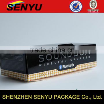 fancy design & customized sound box packagings with PVC window, bluetooth wireless speaker paper box packaging