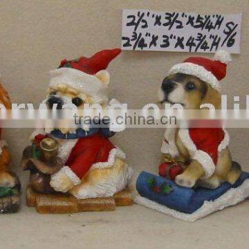 Polyresin Christmas dogs, 6 asst.