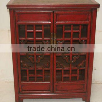 chinese antique red two door cabinet