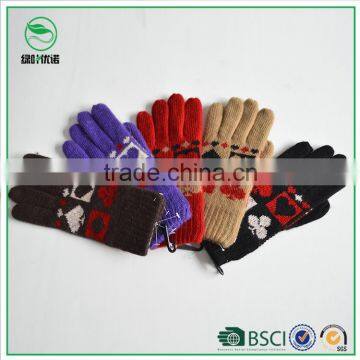 Cute fashion jacquard various colors cheap winter knit gloves