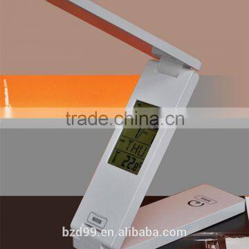 USB Port Recgargeable Flexible Folding LED Desk Lamp With Calendar Timer Temprature and Alarm Clock Functions photo-2