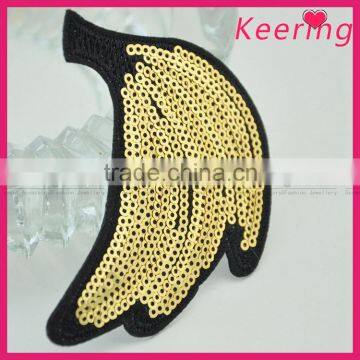Hot 3D sequin banana design embroidery patch WEF-074