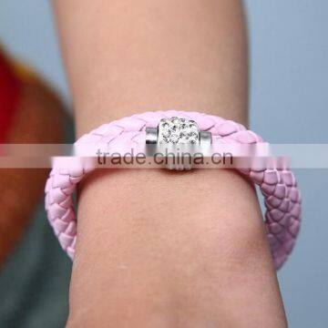 2014 Leather Bracelet, Crystal Rhinestone Bracelet, Leather Rhinestone Bracelet, Genuine Leather Womens Magnetic Bracelet photo-5