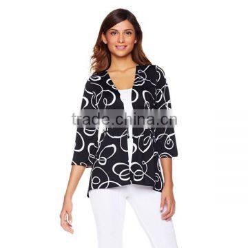 Tie-Front Print Sexy Blouse for Middle Aged Women