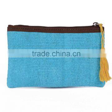 Natural Fibres Designer Cotton Pouch Sky Blue