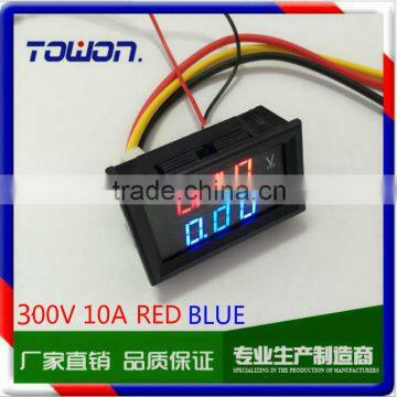 YB27VA Dual Display Meter Red Blue LED Car 0-300V/10A Motorcycle DC Amp Meter Volt Gauge Voltmeter Ampere 2-in-1 photo-3