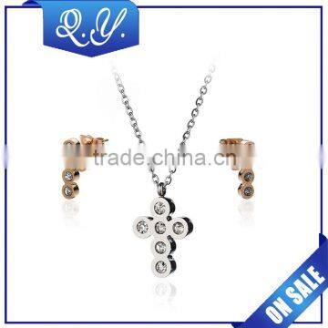 Surgical Stainless Steel Jewelry Set Cross Design Cheap Necklace and Earring Sets