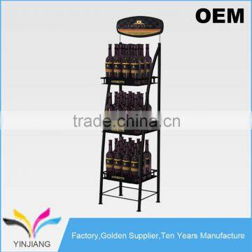 Retail Shop Wine Display - 3-Shelf Wine Display Rack for Beverage Holders Quality Choice photo-2